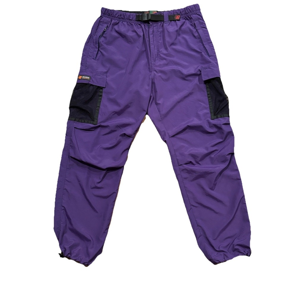 Bronze 56K Baggy Windbreaker Cargo Track Pants Belted Men's L Purple Skater EUC - Picture 2 of 8